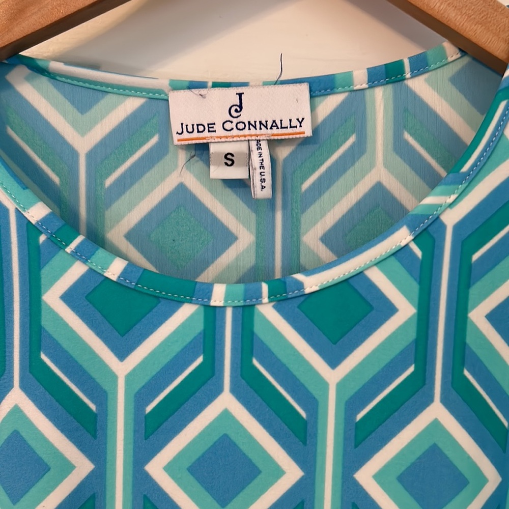 Jude Connally teal blue pattern sleeveless dress - S - Picture 2 of 6